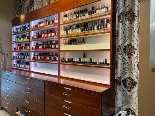 Nail Polish bar!  Very quite and very pampering have been coming for 5 years. Friendly, professional and really take care of you