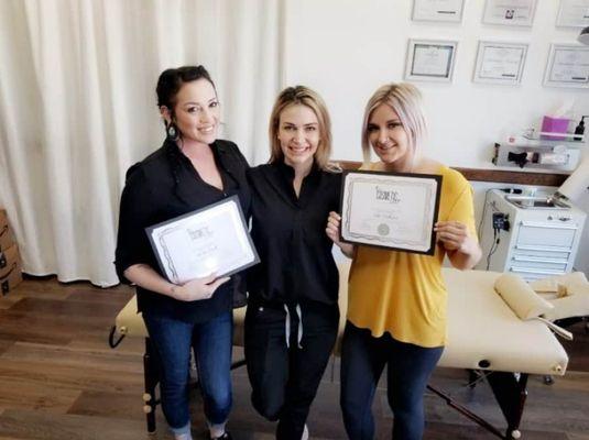 Caitlin with microblading students