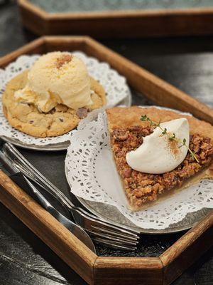 Salty chocolate chip cookie & pecan pie