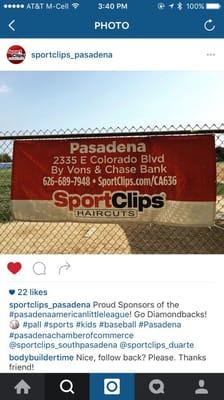 Follow us on Instagram and FB! Proud sponsors of Pasadena American Little League!