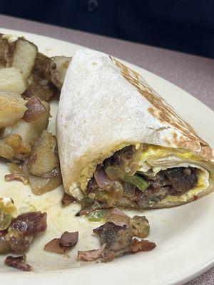 Breakfast wrap and home fries...husband said it was delish!