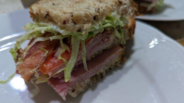 Club sandwich with black forest ham