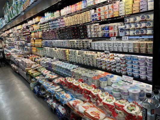 Shelves of yogurts