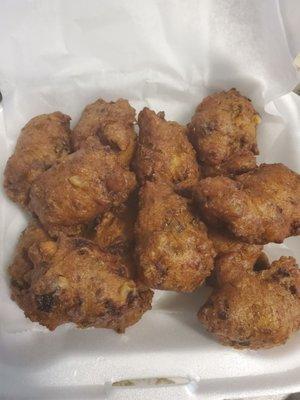 Supposedly conch fritters, but I call them fritters because very very very little conch.