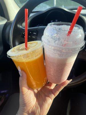 Orange Juice and Strawberry Smoothie