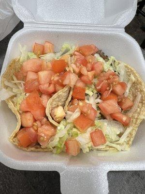 American style tacos.  Corn tortillas steak and barbacoa