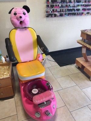 The "kiddie pedi" chair is my favorite of all! If only I could fit!