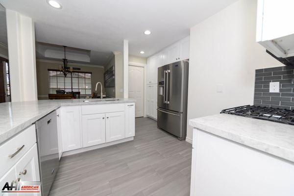 White and gray kitchen renovation in Thousand Oaks by American Home Improvement