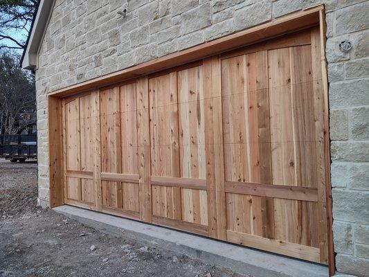 Custom cedar wood door.