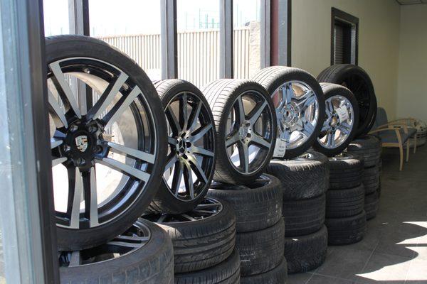 Lots of sets of Rims in our lobby