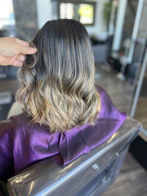 Blonde balayage on short hair