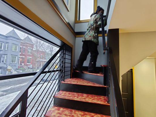 Stairway to upstairs dining area.