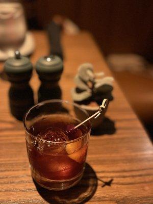 Japanese Old Fashioned (substitute Mezcal for Japanese whiskey)