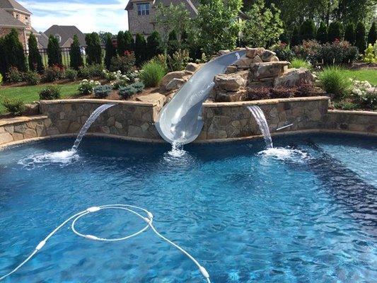 Custom Gunite Pool with Slide and Sheer Descents