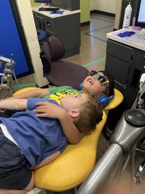 They have comfy exam chairs and TVs for distraction from all the dental tool noises.