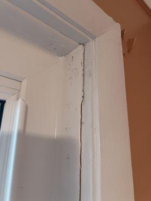 Original trim that was supposed to be replaced instead they cracked it and did not even attempt to fix it