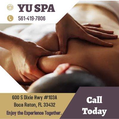 At YU SPA in Boca Raton, FL, body work is meticulously carried out by skilled professionals who apply various massage techniq...