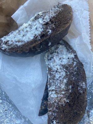 I asked for a pumpernickel bagel with cream cheese. This is it. I drove 6 minutes wes too hungry to go back and had somewhere to be.