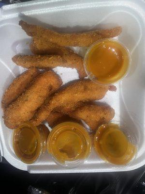 Chicken Fingers w: Popcorn Chicken Sauce