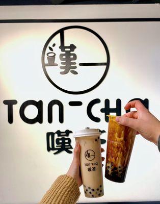 Roasted Oolong Milk Tea with Boba and Brown Sugar Latte with Boba