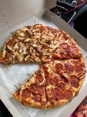 Half chicken half pepperoni