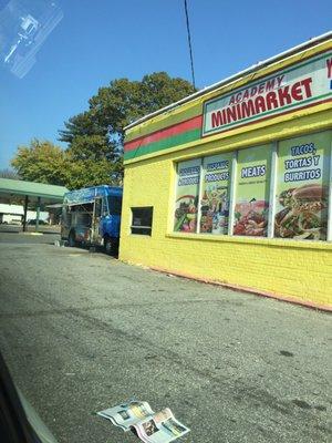 View of the store and truck