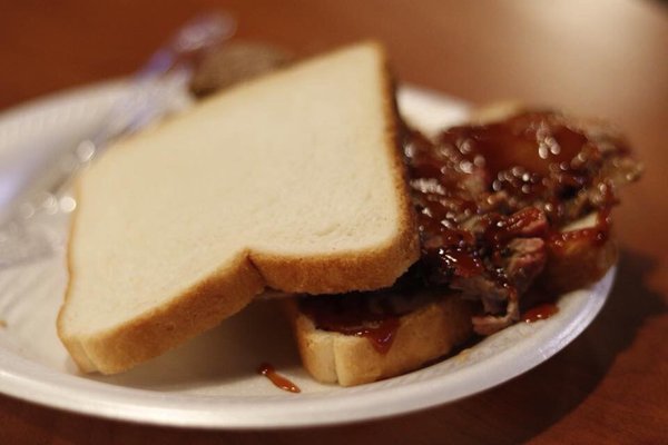 Delicious brisket sandwich w/ homemade bbq sauce