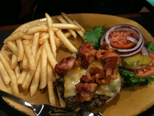 bacon cheeseburger with fries