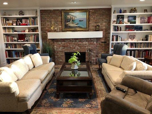 Living room and filled bookcases