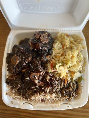 Medium Oxtail , cabbage and Rice & Beans