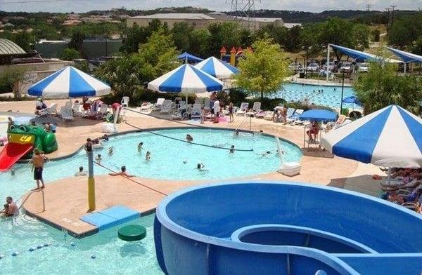 Lakeway Swim Center taken from the top of the slides