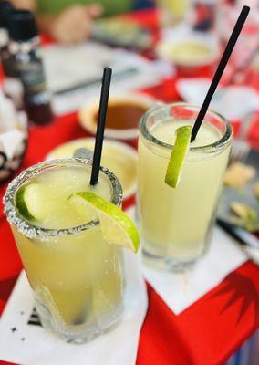 Cucumbers and Serrano Frozen Margarita with salt on the rim