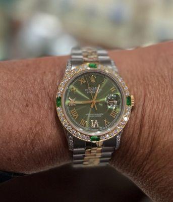 Emerald Green Rolex with enhanced jewels