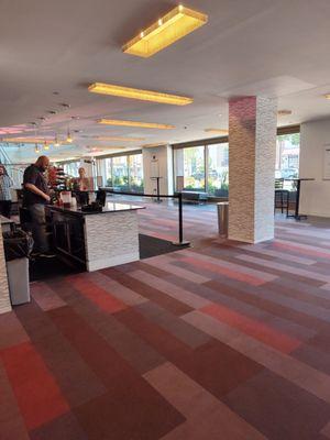 Lobby of Suzanne Roberts theater bar. Cute inset fringe lights!