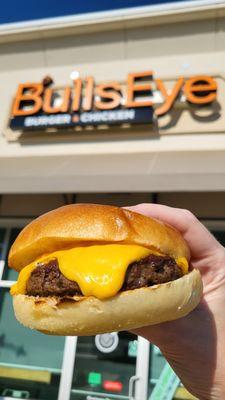 BullsEye Burgers and Chicken cheese burger.