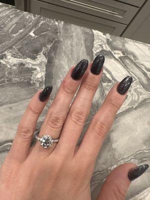 Black glitter acrylic nails