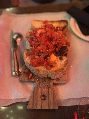 Warm Mozzarella and Tomato Bruschetta