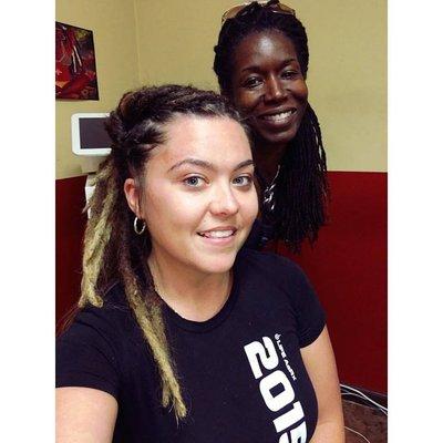 Straight Hair Dreads client & Sylist Jhery Brown