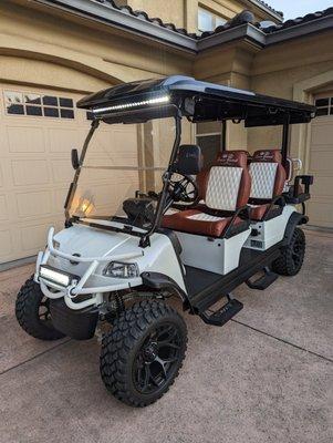 Custom Evolution Golf Cart done by Vic at Fine Line trim & Upholstery