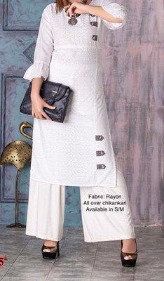 White - full chikankari