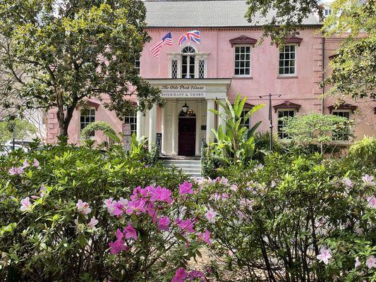 Pink House is on the square.