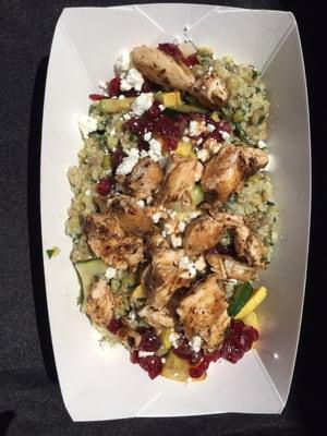 Quinoa salad with jerk chicken. Yum! 10$