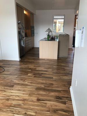 Engineered acacia hardwood installation