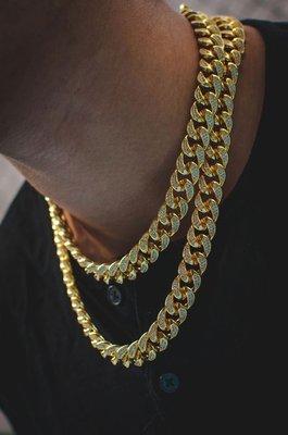 10k yellow gold diamond men's cuban link chain