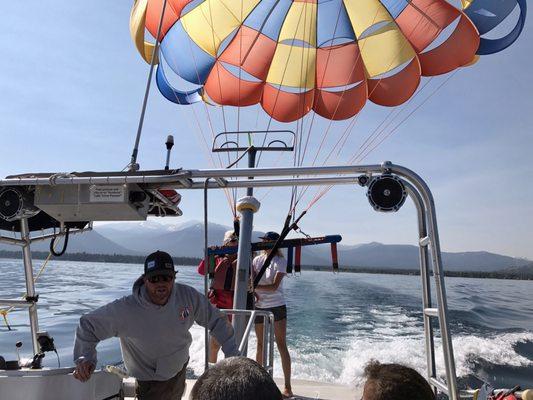 Parasailing at Timber Cove 7-21-17. Ivy and our boat driver were the best. Super helpful and fun!