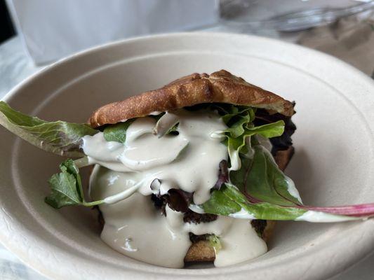 Falafel Bocadillo, while messy, it's tasty!