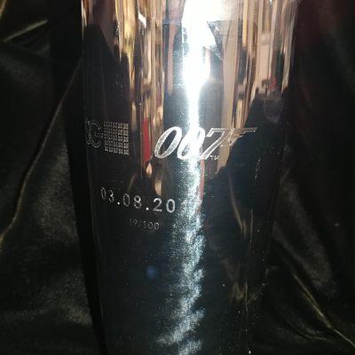 Logo machine engraved on cocktail shaker