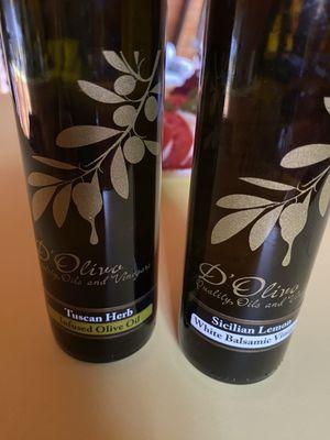 Tuscan Herb Olive Oil and Sicilian Lemon White Balsamic Vinegar.