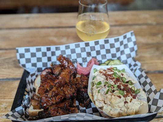 Burnt ends and potato salad