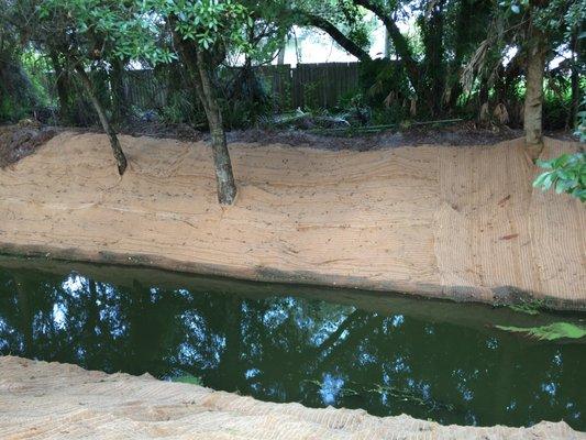 Coir mat Erosion Control ready for planting